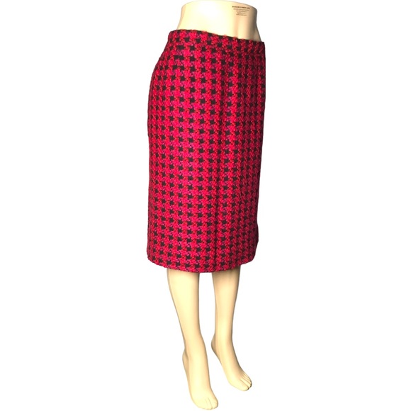 Liz Moody Pink Red and Black Luxury Checkered  Skirt Size 14 - Picture 7 of 10